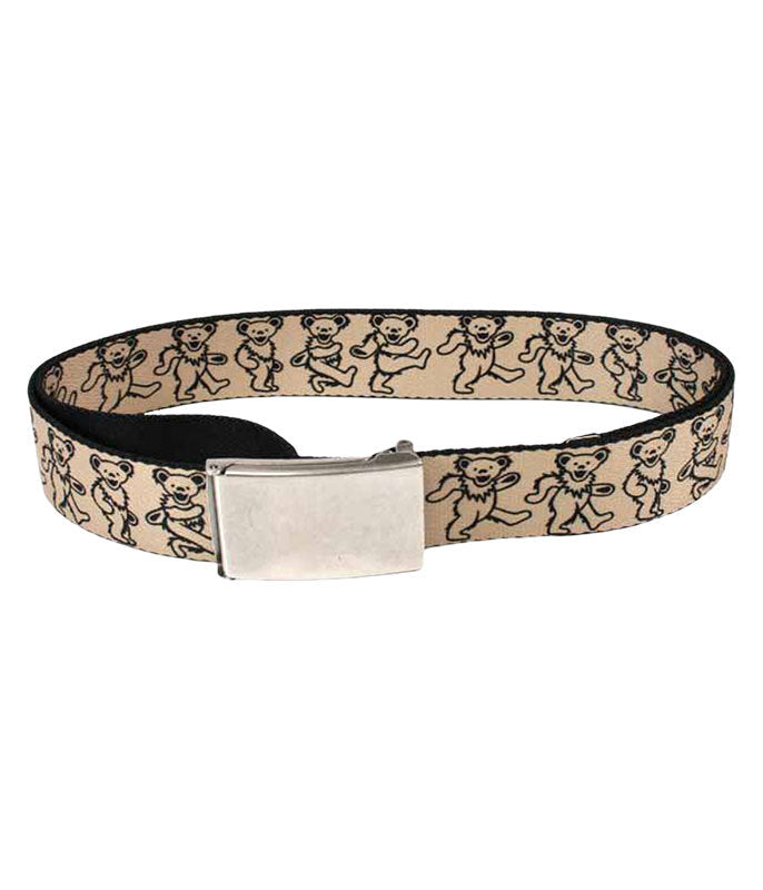Grateful Dead Dancing Bears Tan Clamp Buckle Belt - HalfMoonMusic