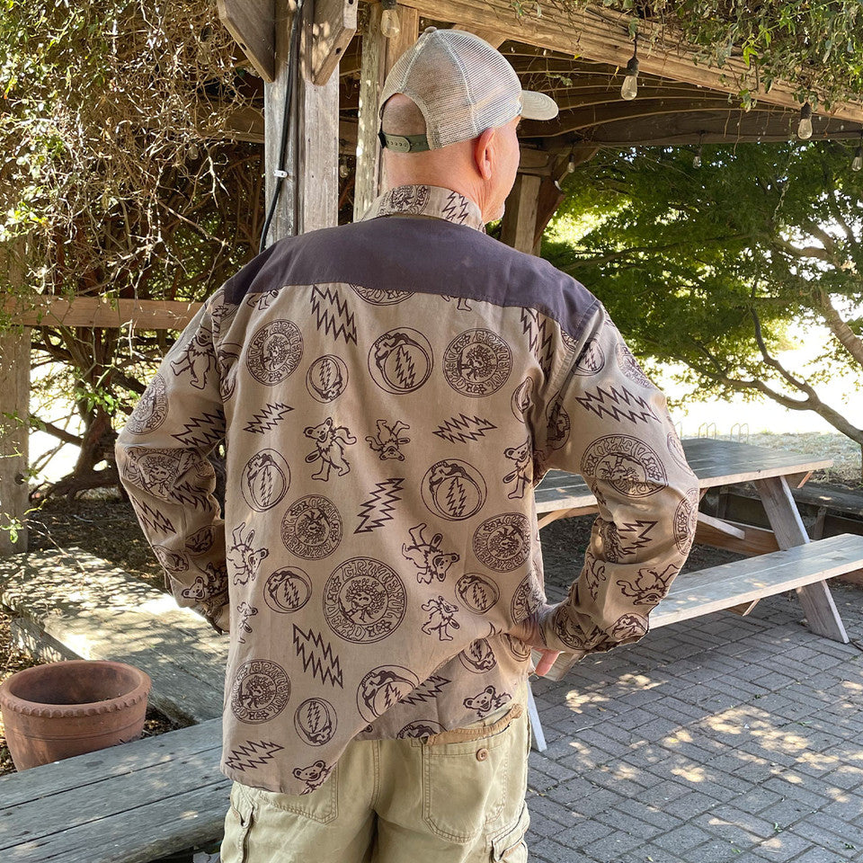 Mens Bolt Bertha Bear SYF Long Sleeve Button Up Shirt - HalfMoonMusic