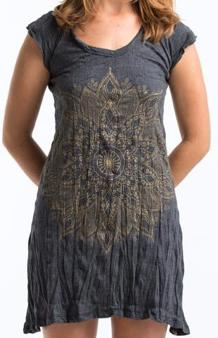 Womens Lotus Mandala Tunic Dress - HalfMoonMusic