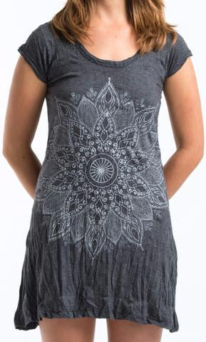 Womens Lotus Mandala Tunic Dress - HalfMoonMusic