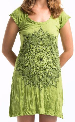 Womens Lotus Mandala Tunic Dress - HalfMoonMusic