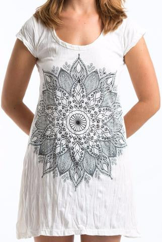 Womens Lotus Mandala Tunic Dress - HalfMoonMusic