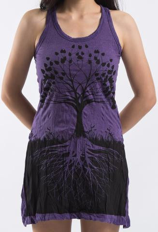 Womens Tree Of Life Tank Dress - HalfMoonMusic