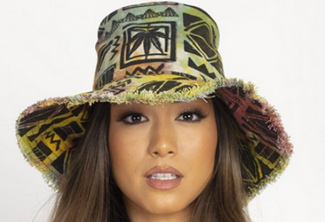 Cotton Wide Brim Rasta Pattern Sun Hat - HalfMoonMusic