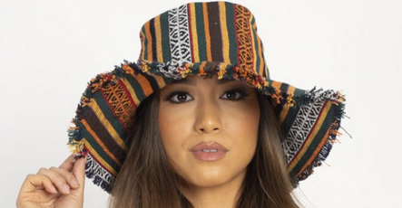 Cotton Wide Brim Rasta Pattern Sun Hat - HalfMoonMusic