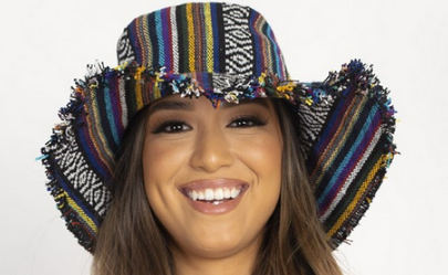 Cotton Wide Brim Striped Baja Sun Hat - HalfMoonMusic