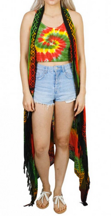 Womens Rayon Rasta Sarong Cardigan - HalfMoonMusic
