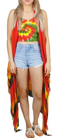 Womens Rayon Rasta Sarong Cardigan - HalfMoonMusic