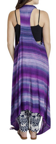 Womens Rayon Striped Sarong Cardigan - HalfMoonMusic