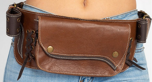Leather Wave Festival Utility Belt Bag - HalfMoonMusic