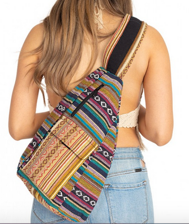 Cotton Chest Sling Pattern Backpack - HalfMoonMusic