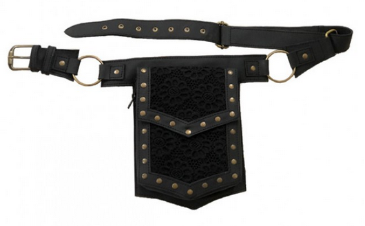 Leather And Lace Gothic Belt Bag - HalfMoonMusic