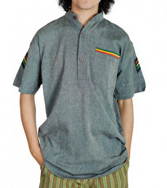 Mens Cotton Tribe Of Judah Rasta Button Shirt - HalfMoonMusic