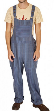 Unisex Cotton Striped Patchwork Overalls - HalfMoonMusic