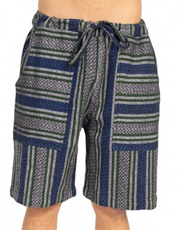 Mens Cotton Rustic Nepal Drawstring Shorts - HalfMoonMusic