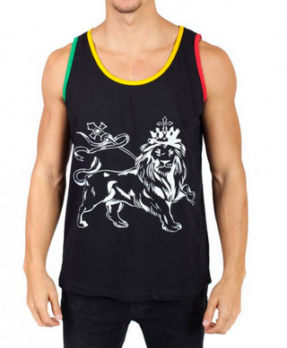 Mens Lion Of Judah Rasta Tank Top - HalfMoonMusic