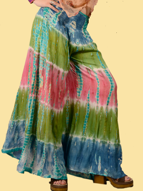 Womens Tie-Dye Big Flowy Palazzo Pants - HalfMoonMusic