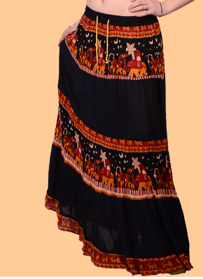 Womens Tiered Solid Printed Nightingale Skirt - HalfMoonMusic