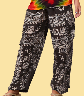 Unisex Om Shanti Print Cargo Pants - HalfMoonMusic