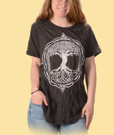 Womens Cotton Tree Of Life Print Tee Top - HalfMoonMusic