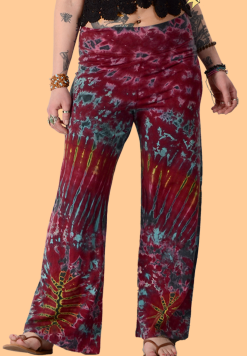 Womens Tie-Dye Stretchy Wide Leggings - HalfMoonMusic