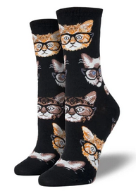 Kitty Hipster Womens Socks - HalfMoonMusic
