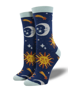 Womens Clear Sky Sun & Moon Socks - HalfMoonMusic