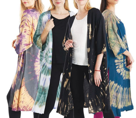 Womens Rayon Tie-Dye Spiral Kimono - HalfMoonMusic