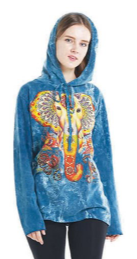 Unisex Cotton Stonewashed Elephant Hooded Shirt - HalfMoonMusic