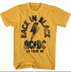 Mens ACDC Vintage Back In Black T-Shirt - HalfMoonMusic