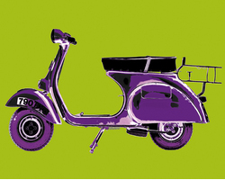 Vespa On Green Poster - HalfMoonMusic