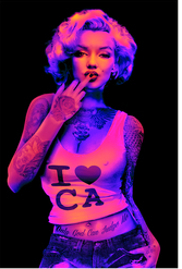 I Love CA Blacklight Poster - HalfMoonMusic
