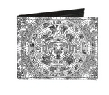Aztec Calendar Canvas Bi-Fold Wallet - HalfMoonMusic