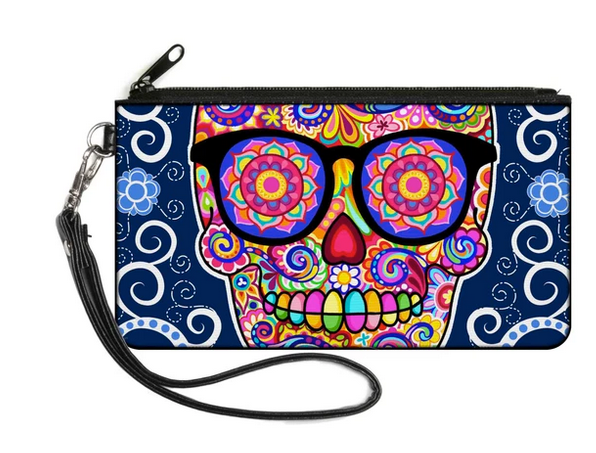Hipster Sugar Skull Coin Pouch Wallet - HalfMoonMusic