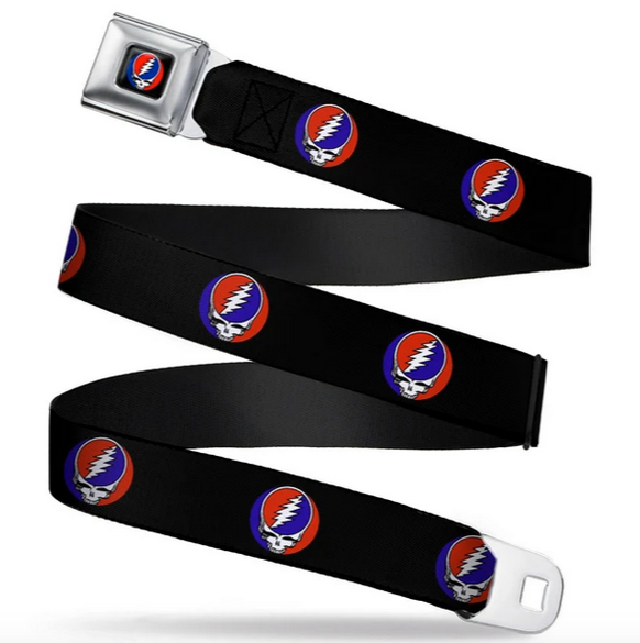 Grateful Dead Stealie Seatbelt Buckle Belt - HalfMoonMusic