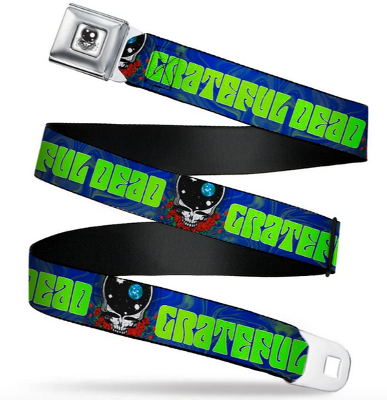 Grateful Dead Space Face Text Seatbelt Buckle Belt - HalfMoonMusic
