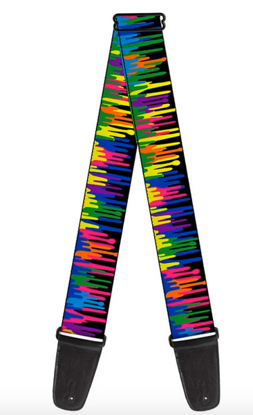 Neon Paint Drips Guitar Strap - HalfMoonMusic