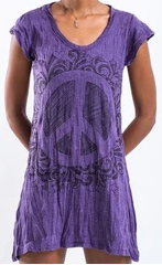 Womens Peace Sign Tunic Dress - HalfMoonMusic