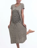 Womens V-Neck Lotus Mandala Long Dress - HalfMoonMusic
