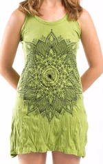 Womens Lotus Mandala Tank Dress - HalfMoonMusic
