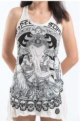 Womens Big Ganesh Tank Dress - HalfMoonMusic