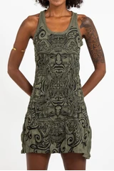 Womens Tribal Masks Tank Dress - HalfMoonMusic