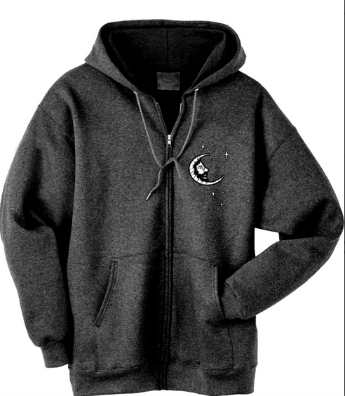 Grateful Dead Jerry Moon Embroidered Zip-Up Hoodie - HalfMoonMusic