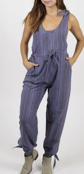 Women's Cotton Striped Light Overalls Jumpsuit - HalfMoonMusic