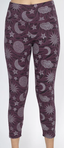 Womens Organic Cotton Celestial Print Leggings - HalfMoonMusic