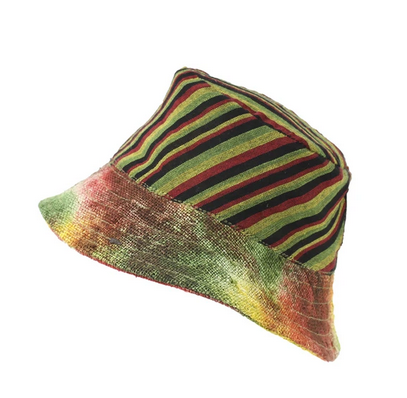 Tie-Dye Hemp Reversible Rasta Bucket Hat - HalfMoonMusic