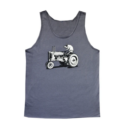Mens Pig Tractor Solid Tank Top - HalfMoonMusic