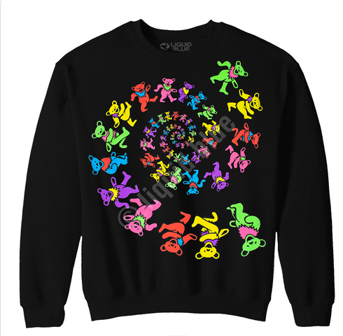Mens Grateful Dead Spiral Bears Fleece Sweatshirt - HalfMoonMusic