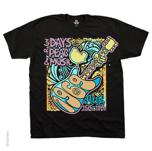 Mens Woodstock Peace And Music T-Shirt - HalfMoonMusic