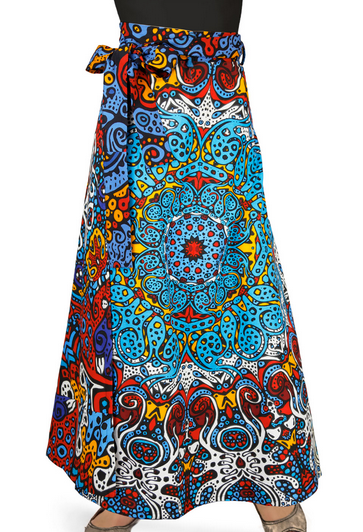 Womens 3D Glow Sunburst Wrap Skirt With Zip Pocket - HalfMoonMusic